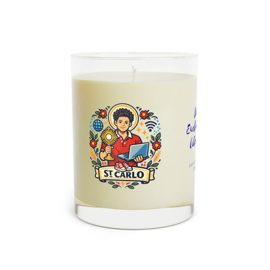 Saint Carlo Acutis Prayer Candle — Catholic Folk Art Scented Soy Candle