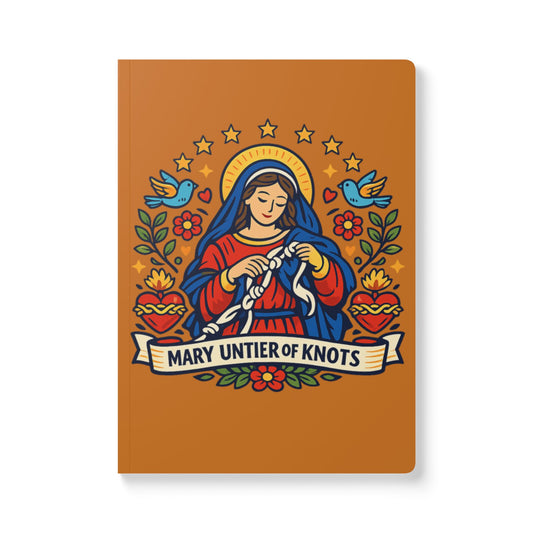 Mary Untier of Knots Softcover Journal — Catholic Folk Art Prayer Notebook