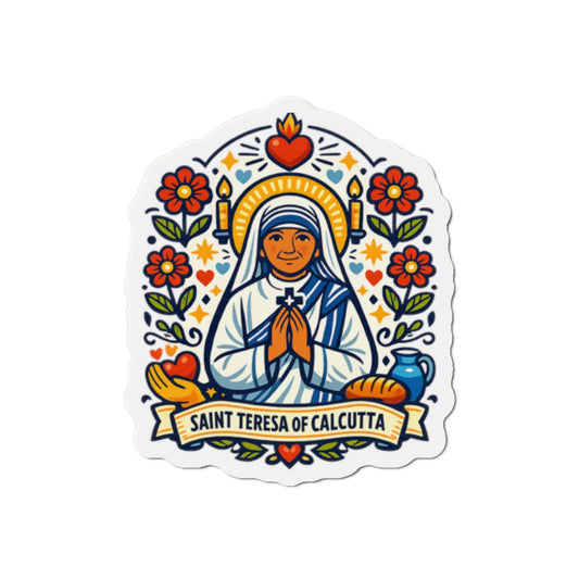 Saint Teresa of Calcutta Die-Cut Magnet — Catholic Folk Art Fridge Magnet