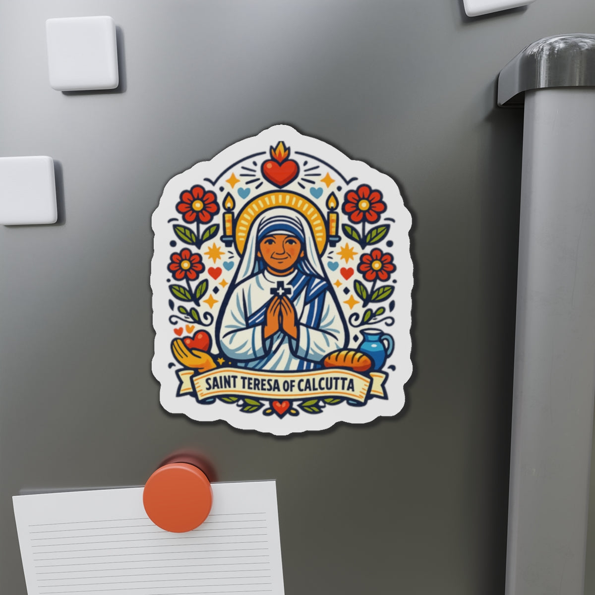 Saint Teresa of Calcutta Die-Cut Magnet — Catholic Folk Art Fridge Magnet