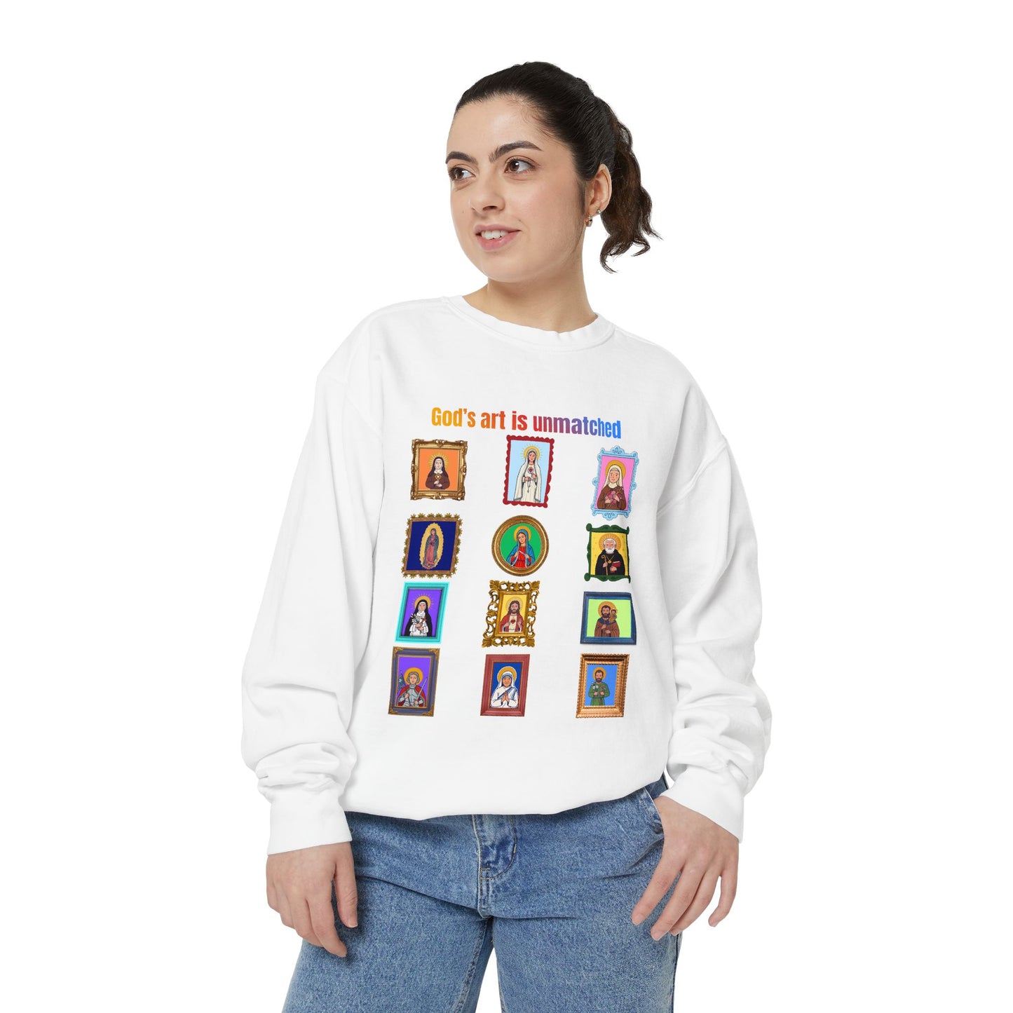 God's Art is Unmatched Catholic Comfort Colors Sweatshirt