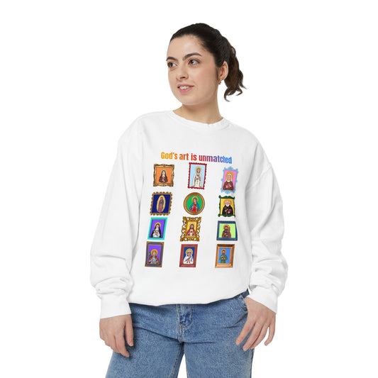 God's Art is Unmatched Catholic Comfort Colors Sweatshirt