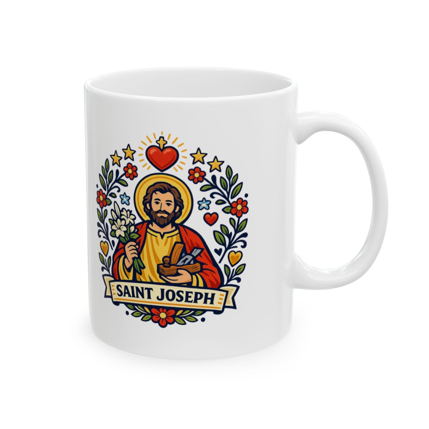 Saint Joseph Mug — "Guide Our Homes in Quiet Strength"