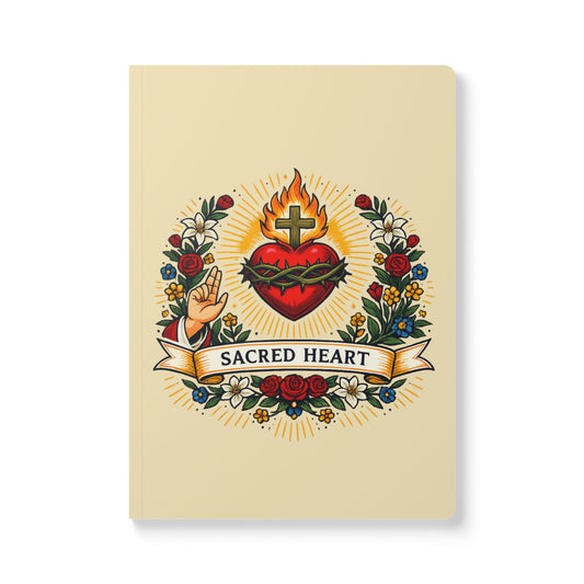 Sacred Heart of Jesus Softcover Journal — Catholic Folk Art Prayer Notebook