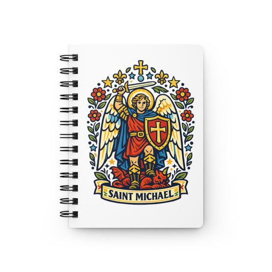 Saint Michael the Archangel Spiral Journal — Catholic Folk Art Prayer Notebook