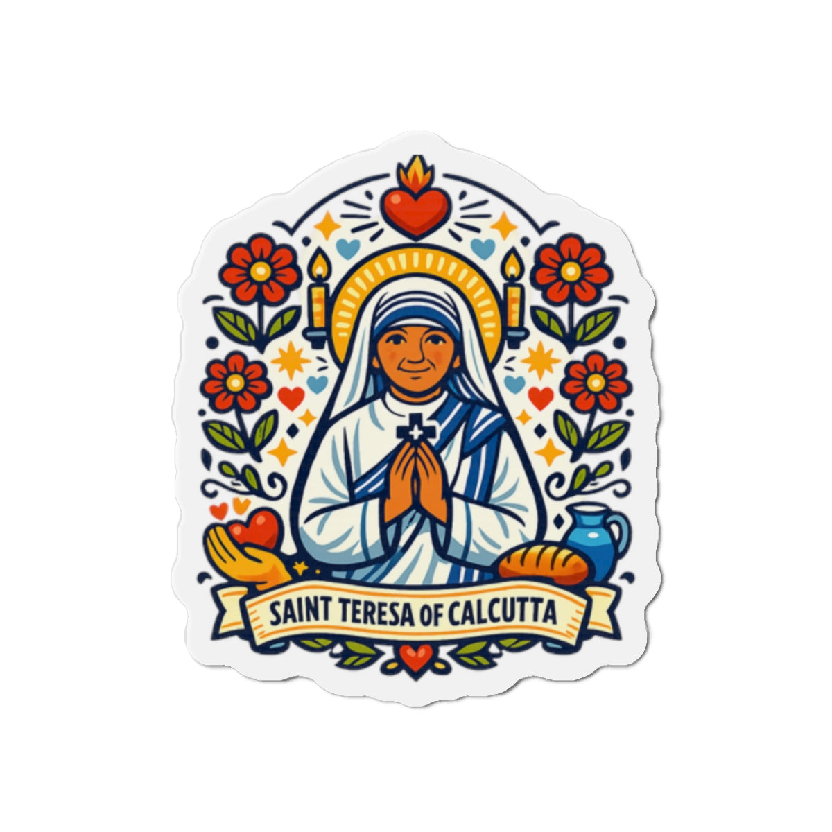 Saint Teresa of Calcutta Die-Cut Magnet — Catholic Folk Art Fridge Magnet