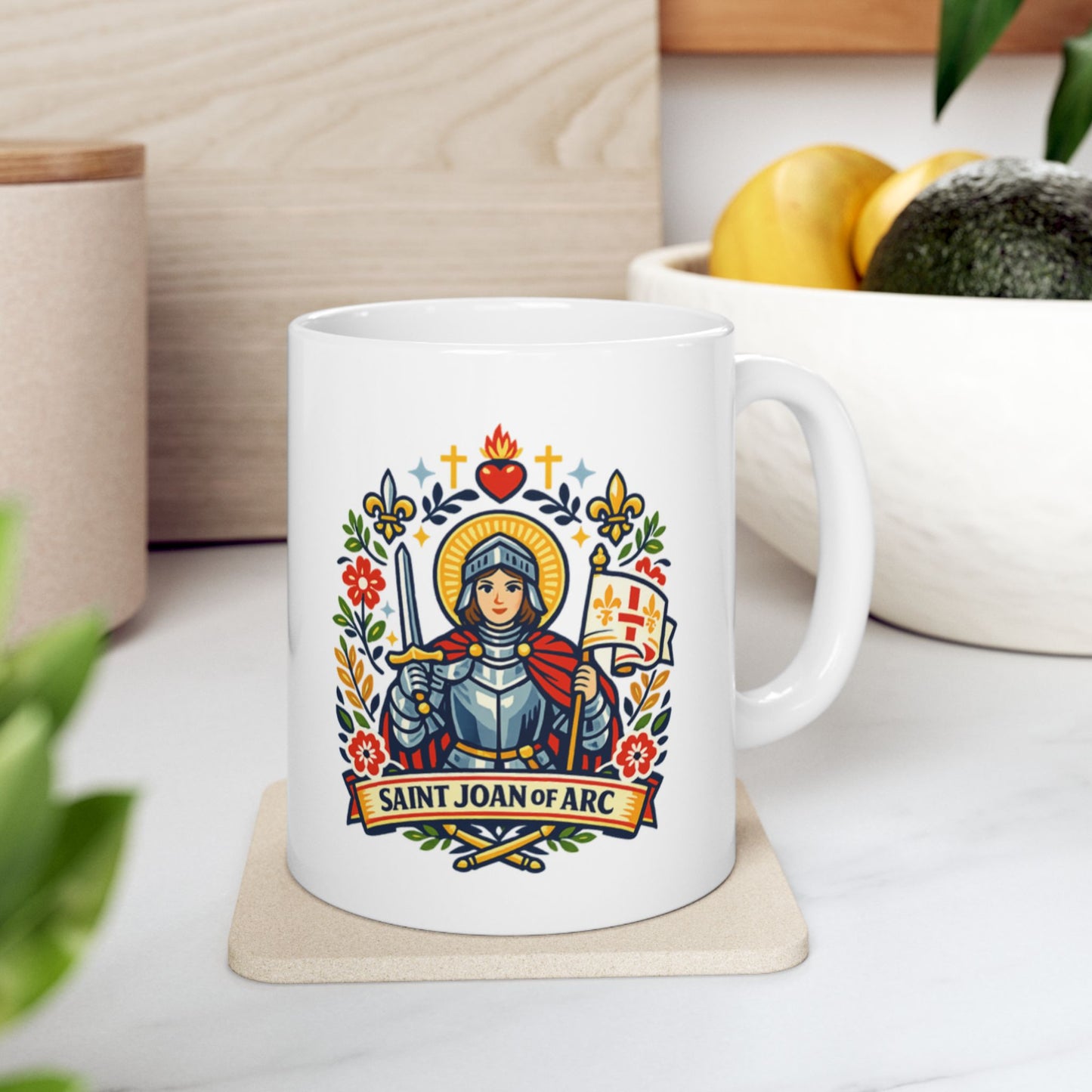 Saint Joan of Arc Mug — "Be Brave, Trust God" Religious Cup