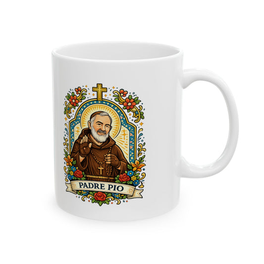 Saint Padre Pio Ceramic Mug — Stigmatist & Confessor