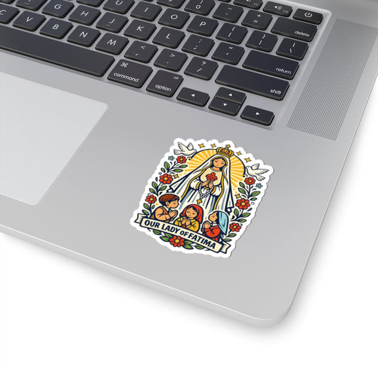 Our Lady of Fatima Kiss-Cut Sticker — Catholic Folk Art Decal