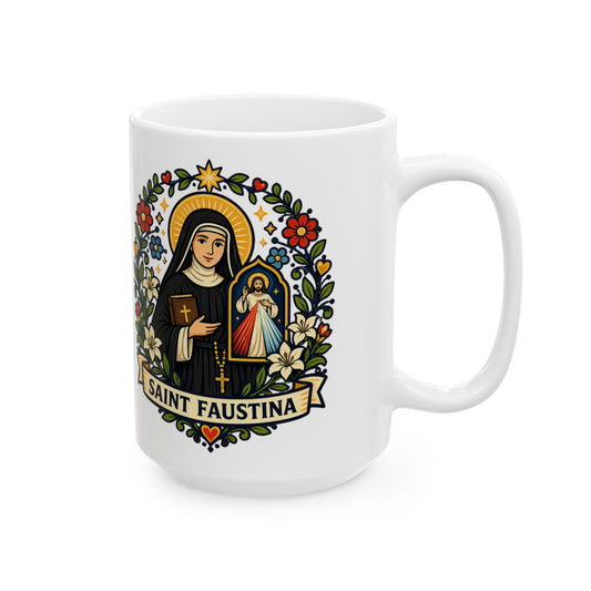 Saint Faustina Ceramic Mug — Apostle of Divine Mercy