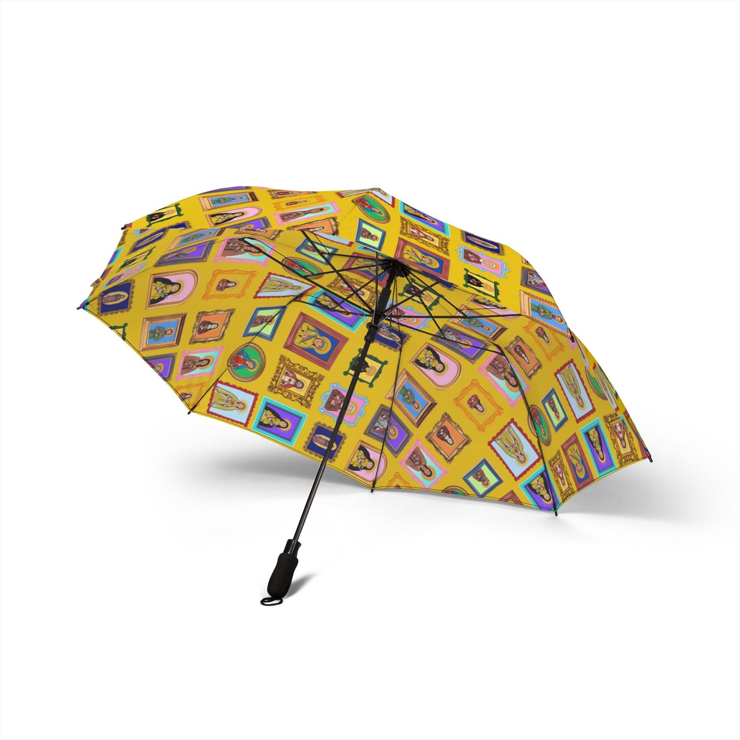 Heaven's Gallery Catholic Saints Umbrella — Yellow Folk Art Foldable Umbrella