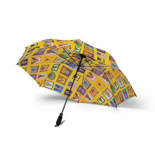 Heaven's Gallery Catholic Saints Umbrella — Yellow Folk Art Foldable Umbrella