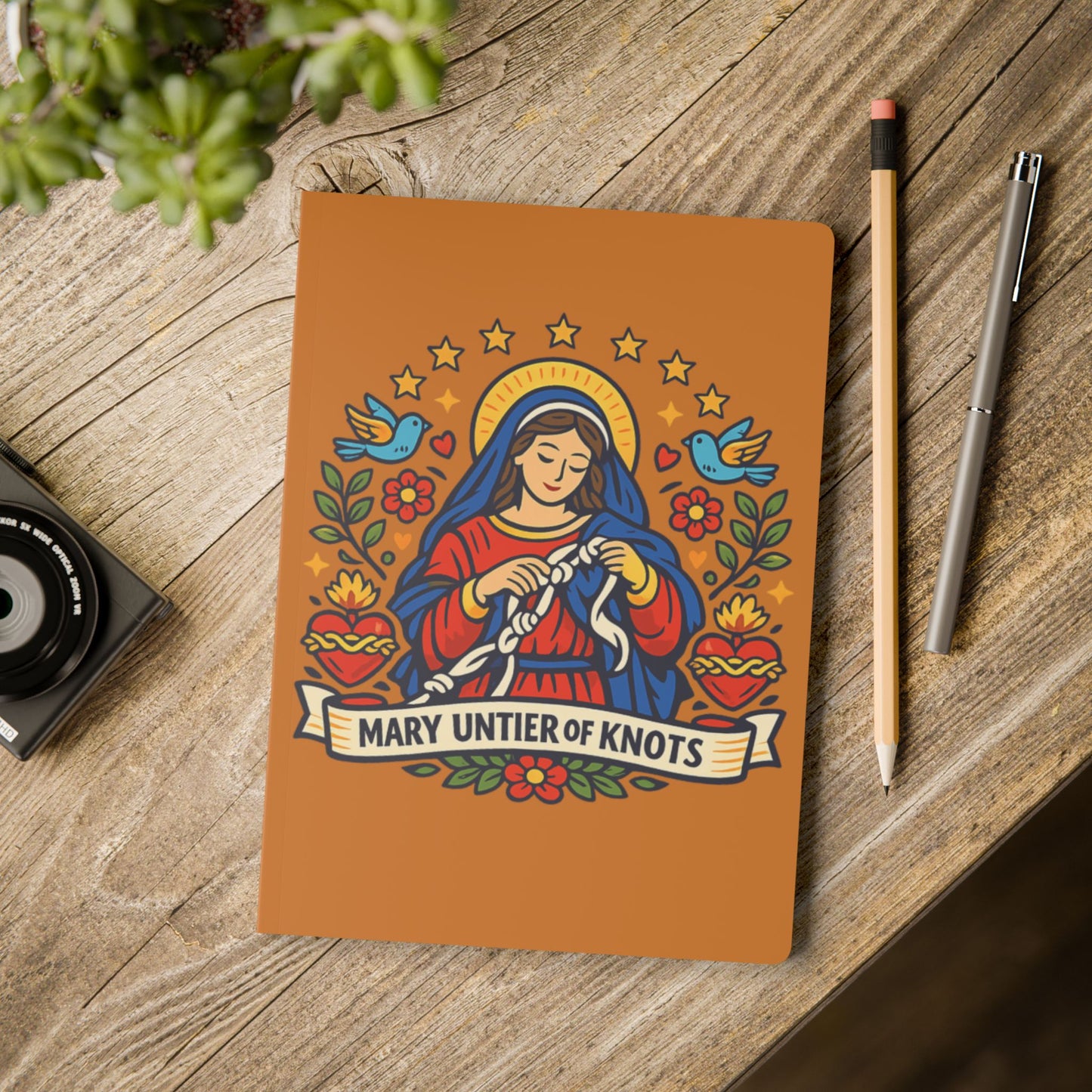 Mary Untier of Knots Softcover Journal — Catholic Folk Art Prayer Notebook