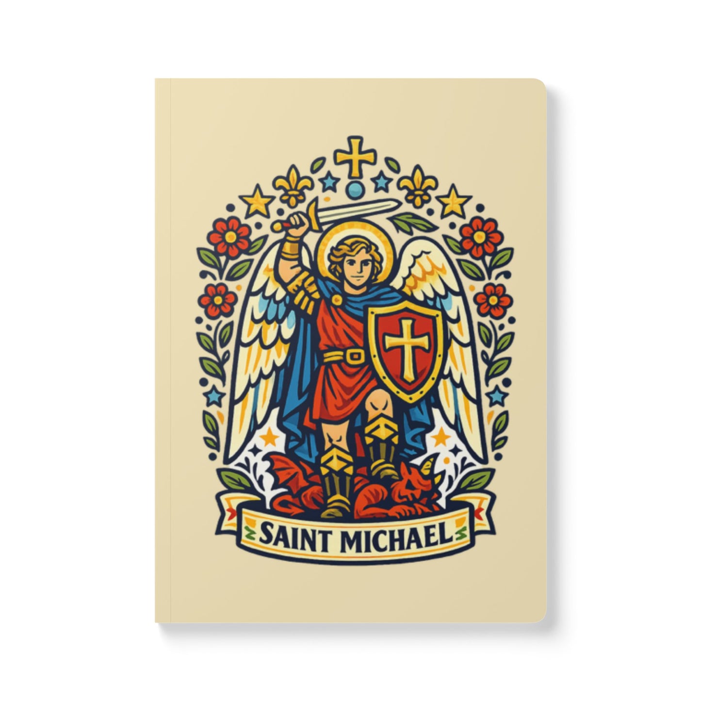 Saint Michael the Archangel Softcover Journal — Catholic Folk Art Prayer Notebook