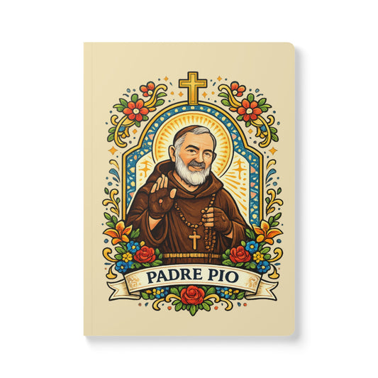Saint Padre Pio Softcover Journal — Catholic Folk Art Prayer Notebook