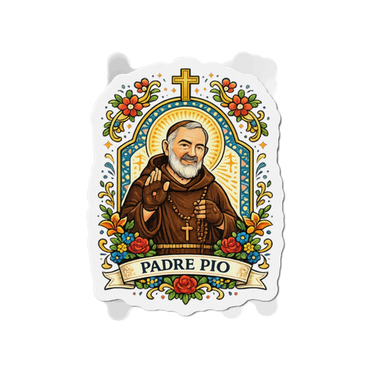 Saint Padre Pio Die-Cut Magnet — Catholic Folk Art Fridge Magnet
