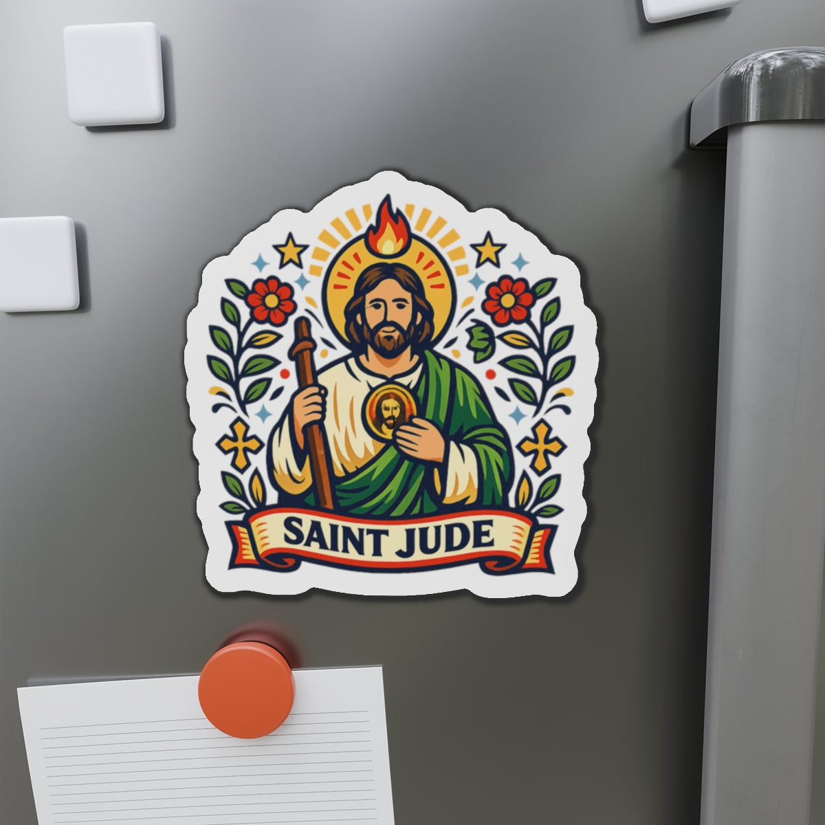 Saint Jude Die-Cut Magnet — Catholic Folk Art Fridge Magnet