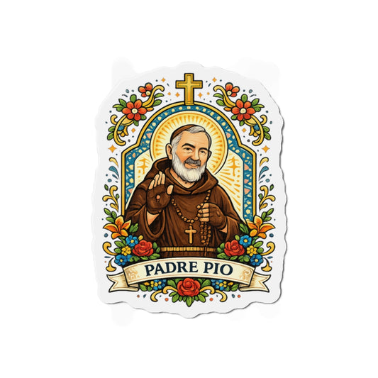 Saint Padre Pio Die-Cut Magnet — Catholic Folk Art Fridge Magnet