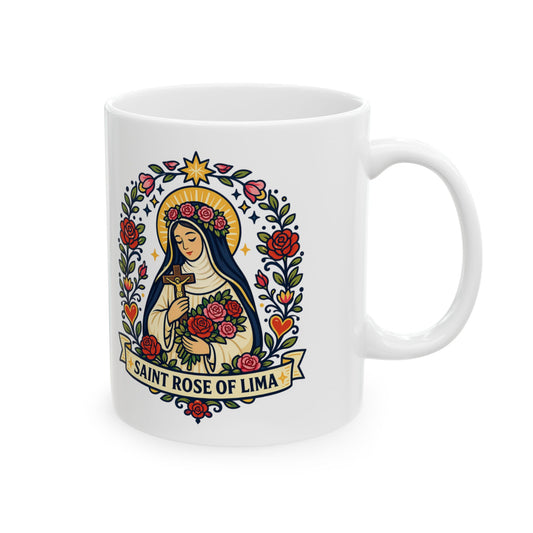 Saint Rose of Lima Ceramic Mug — Patron of the Americas