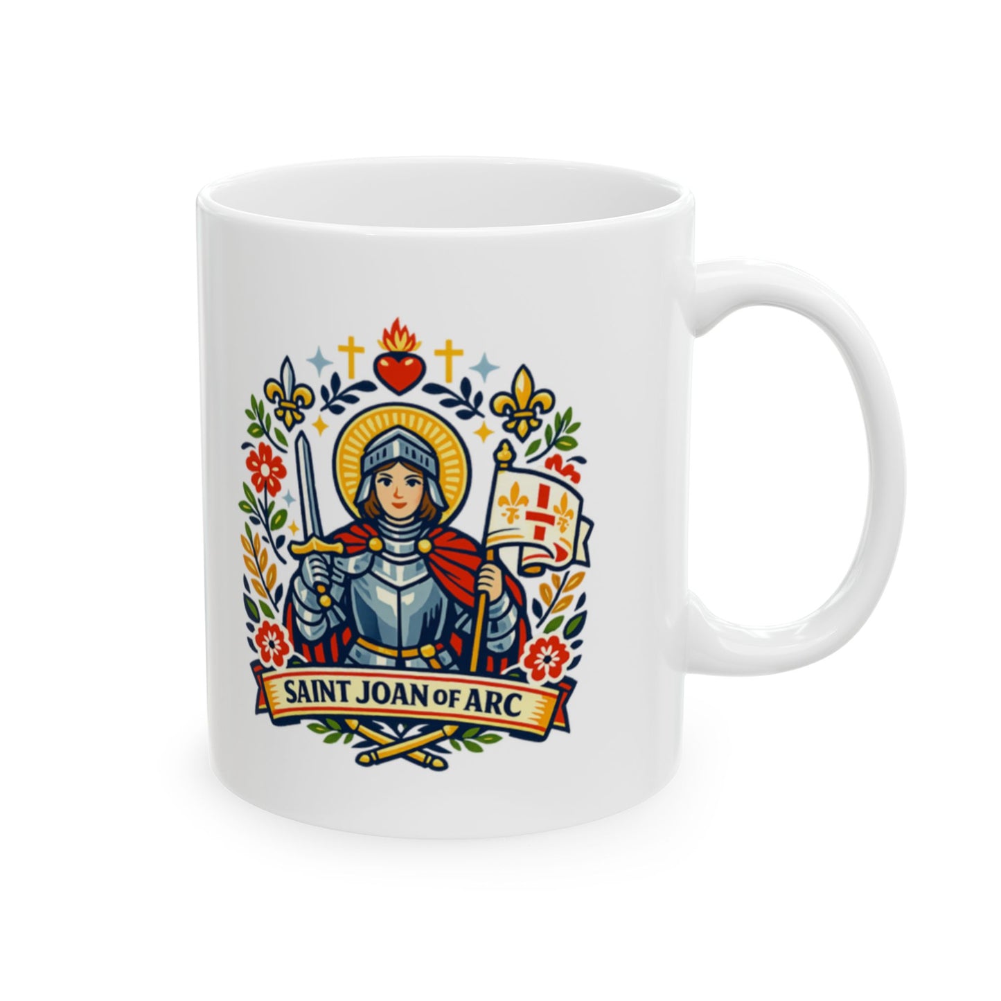 Saint Joan of Arc Mug — "Be Brave, Trust God" Religious Cup