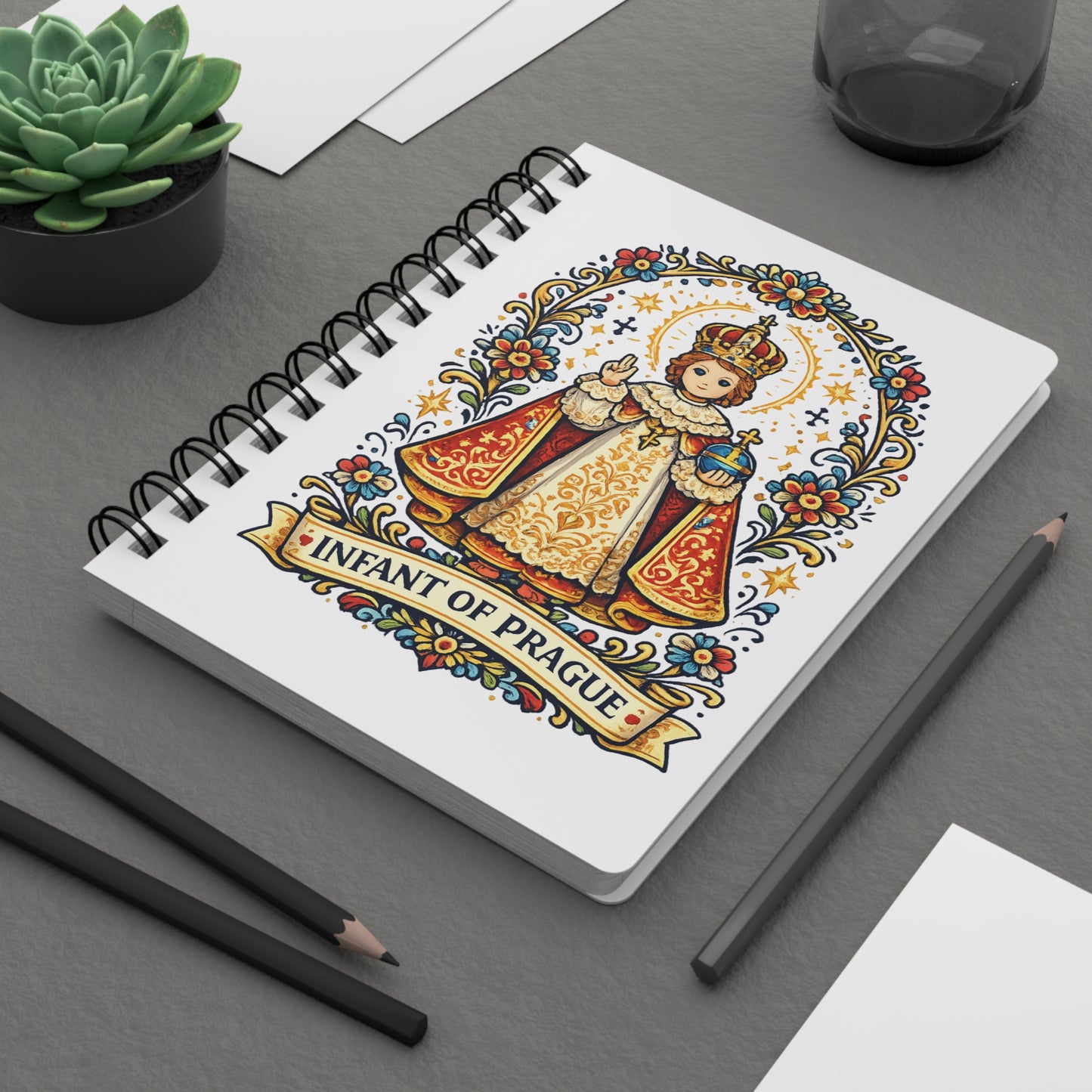 Infant of Prague Spiral Journal — Catholic Folk Art Prayer Notebook