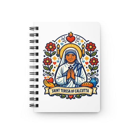 Saint Teresa of Calcutta Spiral Journal — Catholic Folk Art Prayer Notebook