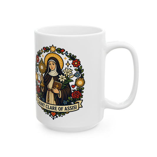 Saint Clare of Assisi Ceramic Mug — Foundress of the Poor Clares