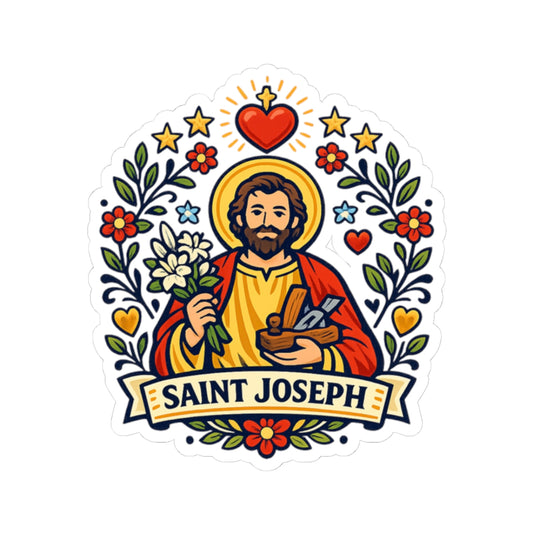 Saint Joseph Kiss-Cut Sticker — Catholic Folk Art Decal