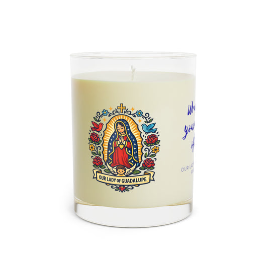 Our Lady of Guadalupe Prayer Candle — Catholic Folk Art Scented Soy Candle