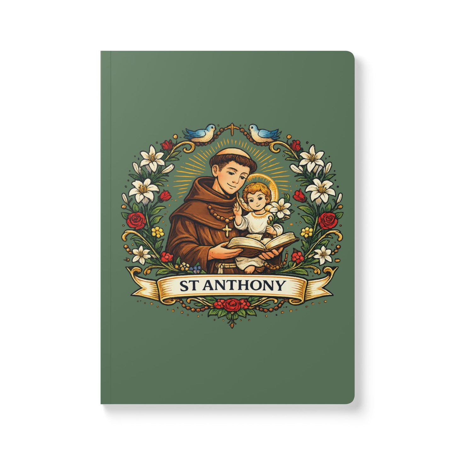 Saint Anthony Softcover Journal — Catholic Folk Art Prayer Notebook