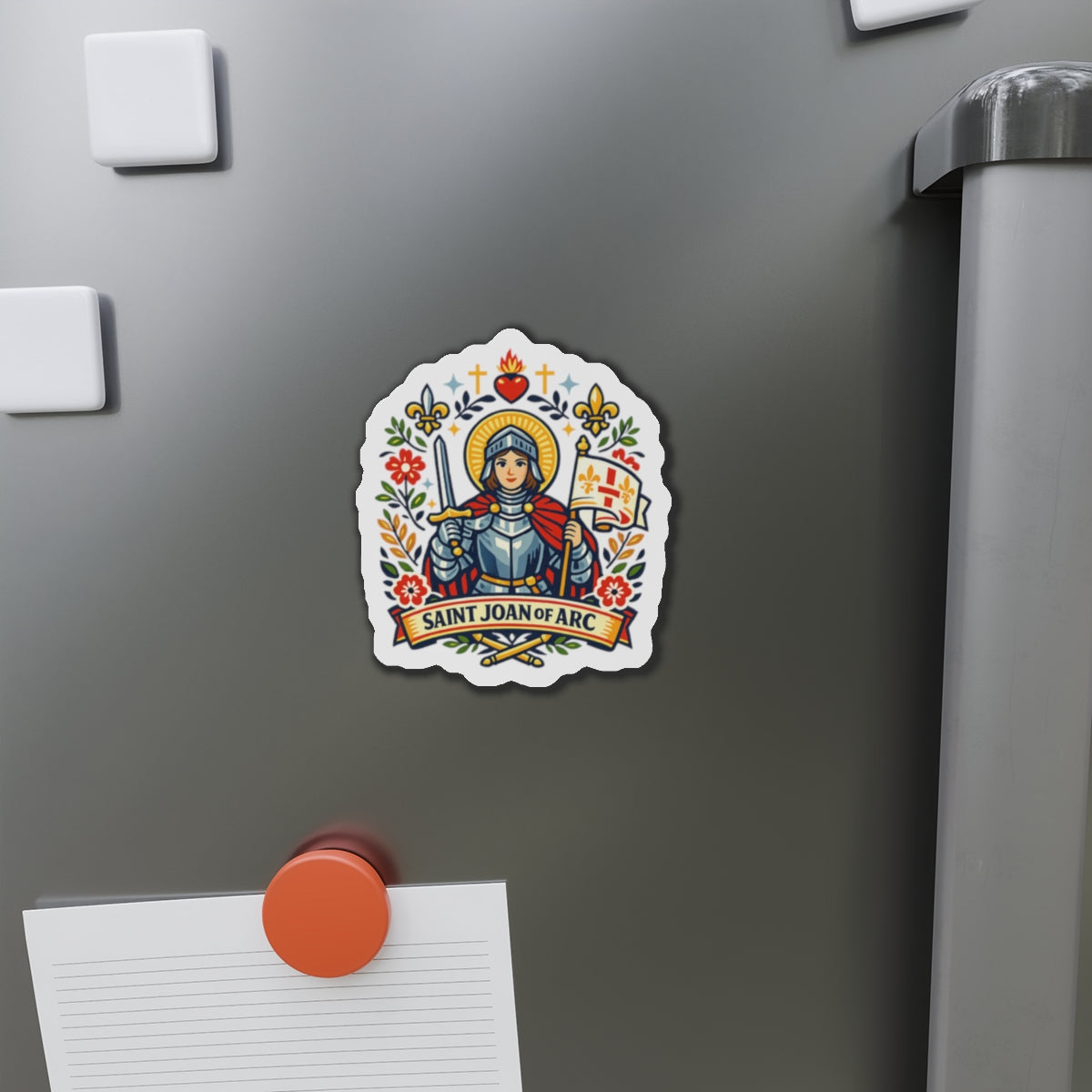 Saint Joan of Arc Die-Cut Magnet — Catholic Folk Art Fridge Magnet