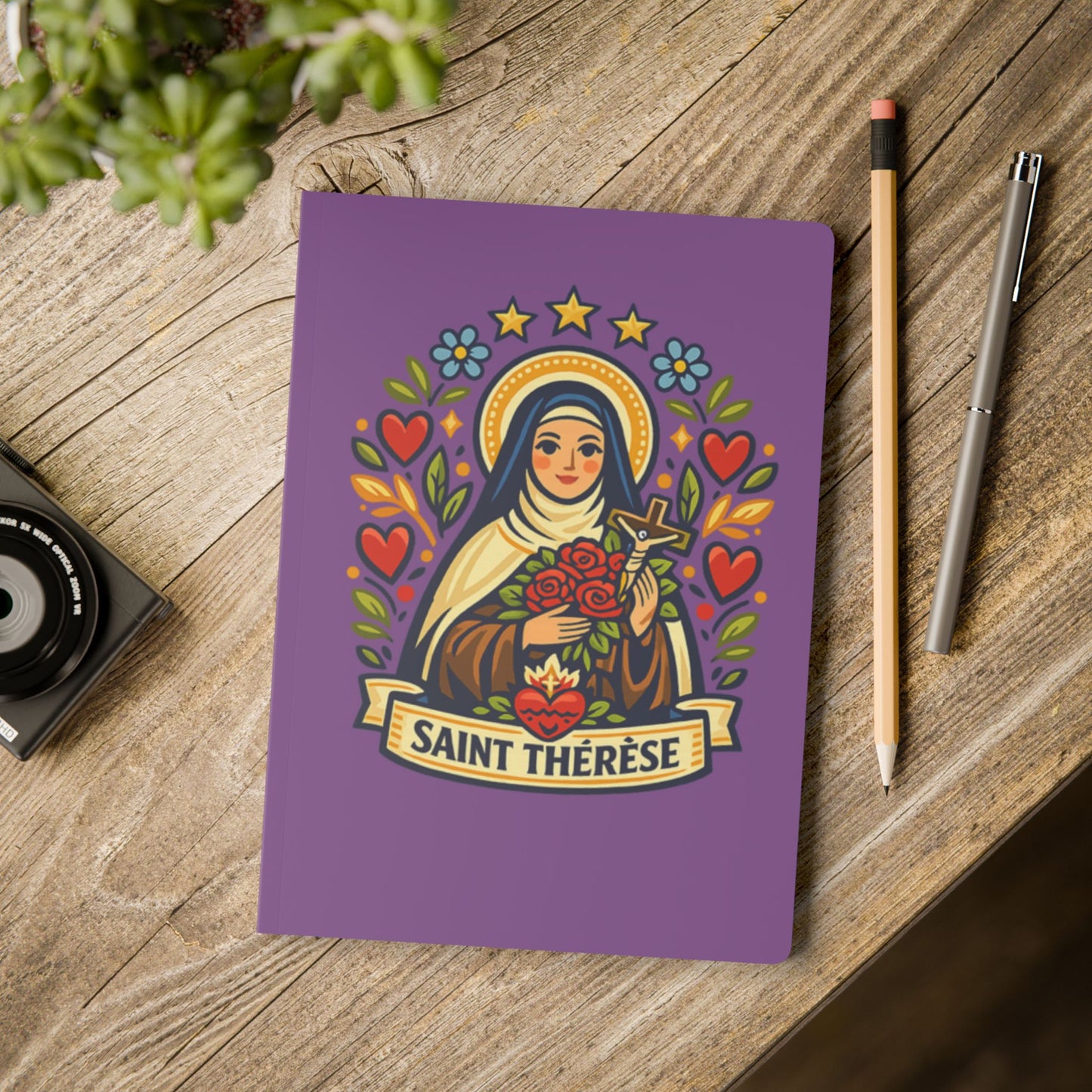 Saint Thérèse of Lisieux Softcover Journal — Catholic Folk Art Prayer Notebook