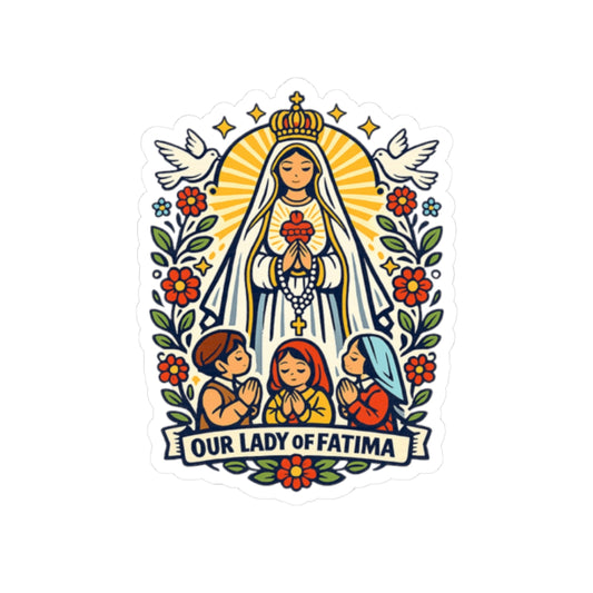 Our Lady of Fatima Kiss-Cut Sticker — Catholic Folk Art Decal