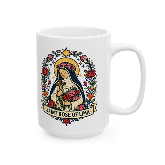 Saint Rose of Lima Ceramic Mug — Patron of the Americas