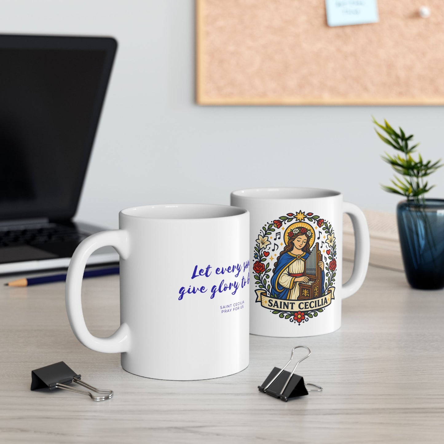 Saint Cecilia Ceramic Mug — Patron of Music & Choirs