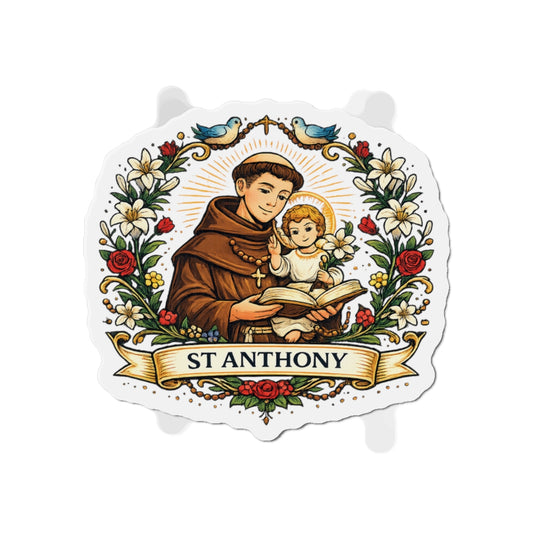 Saint Anthony Die-Cut Magnet — Catholic Folk Art Fridge Magnet