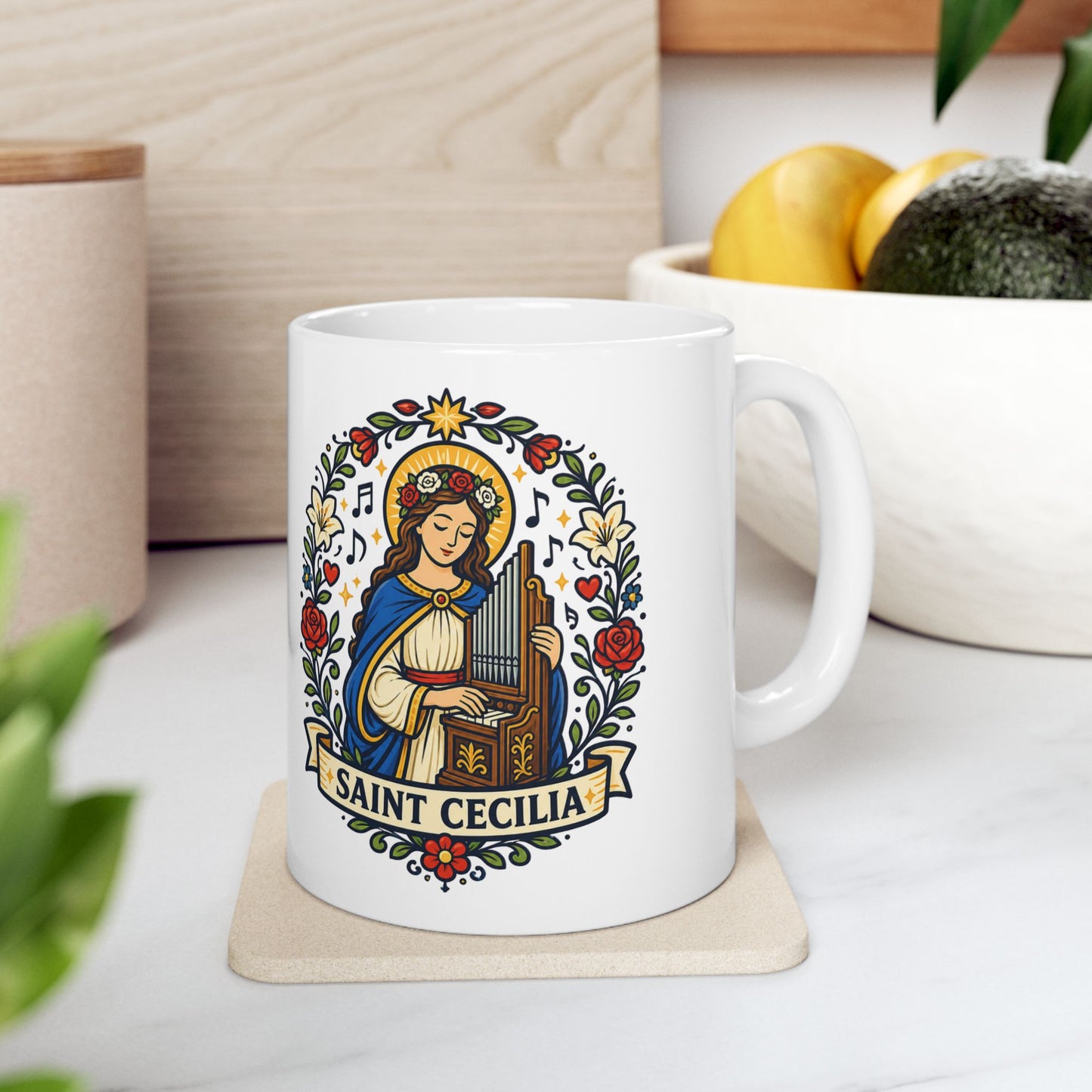 Saint Cecilia Ceramic Mug — Patron of Music & Choirs