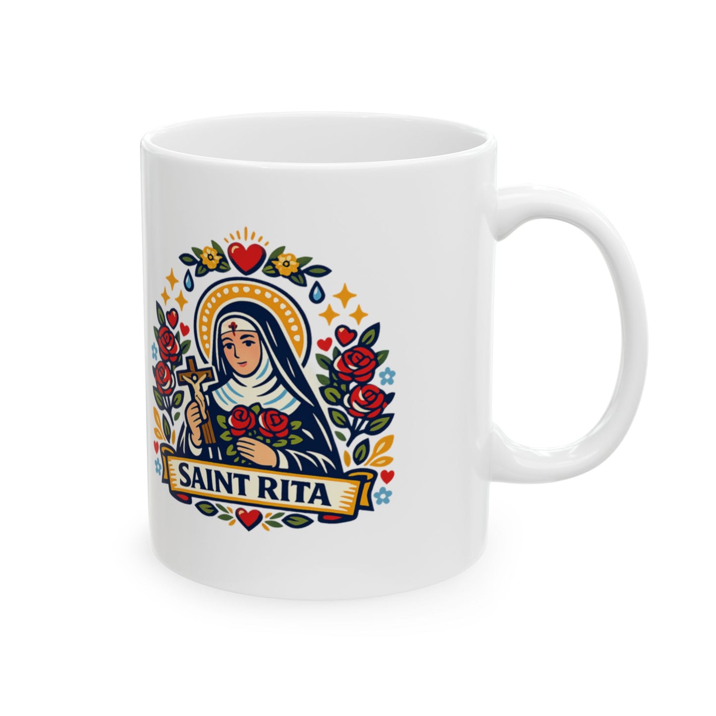 Saint Rita Mug — "Hope Blooms Where Grace Is Given"