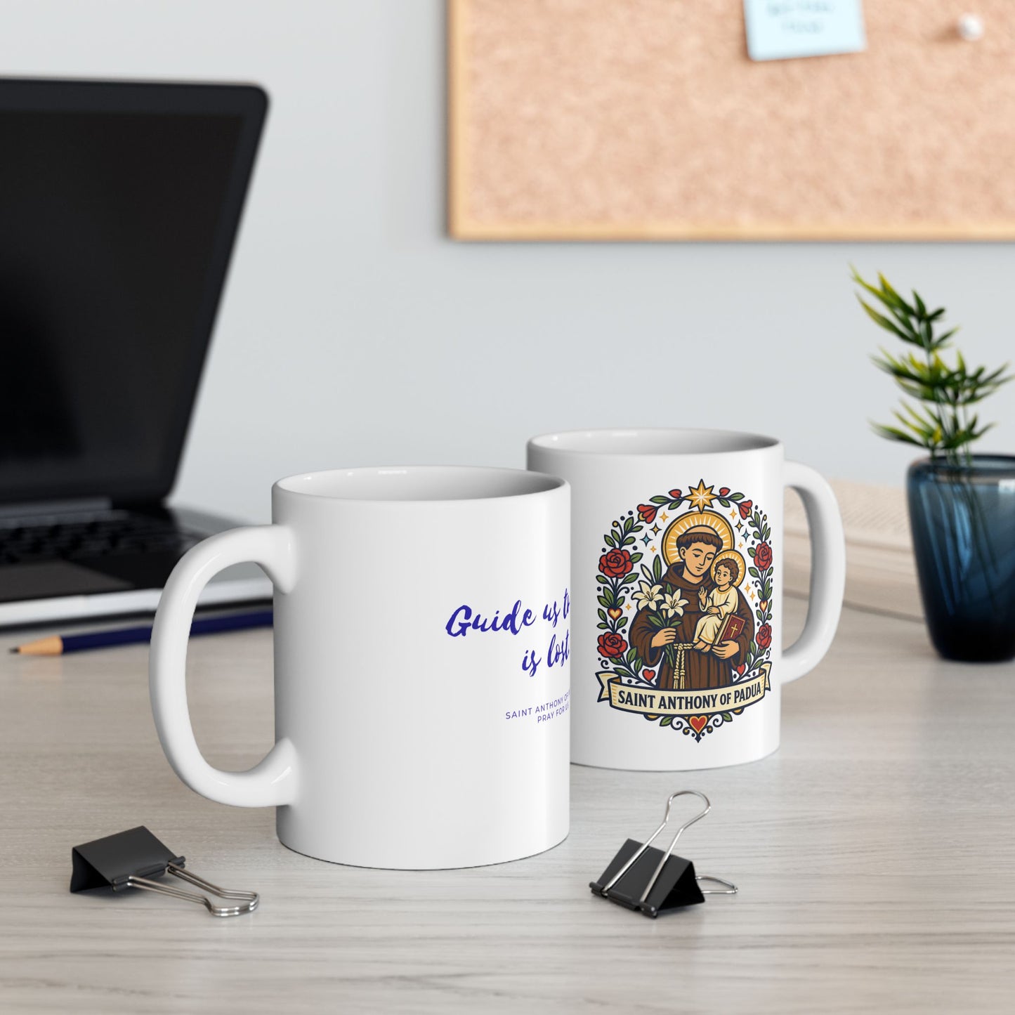 Saint Anthony Mug — "Guide Us to What Is Lost" Prayer Cup