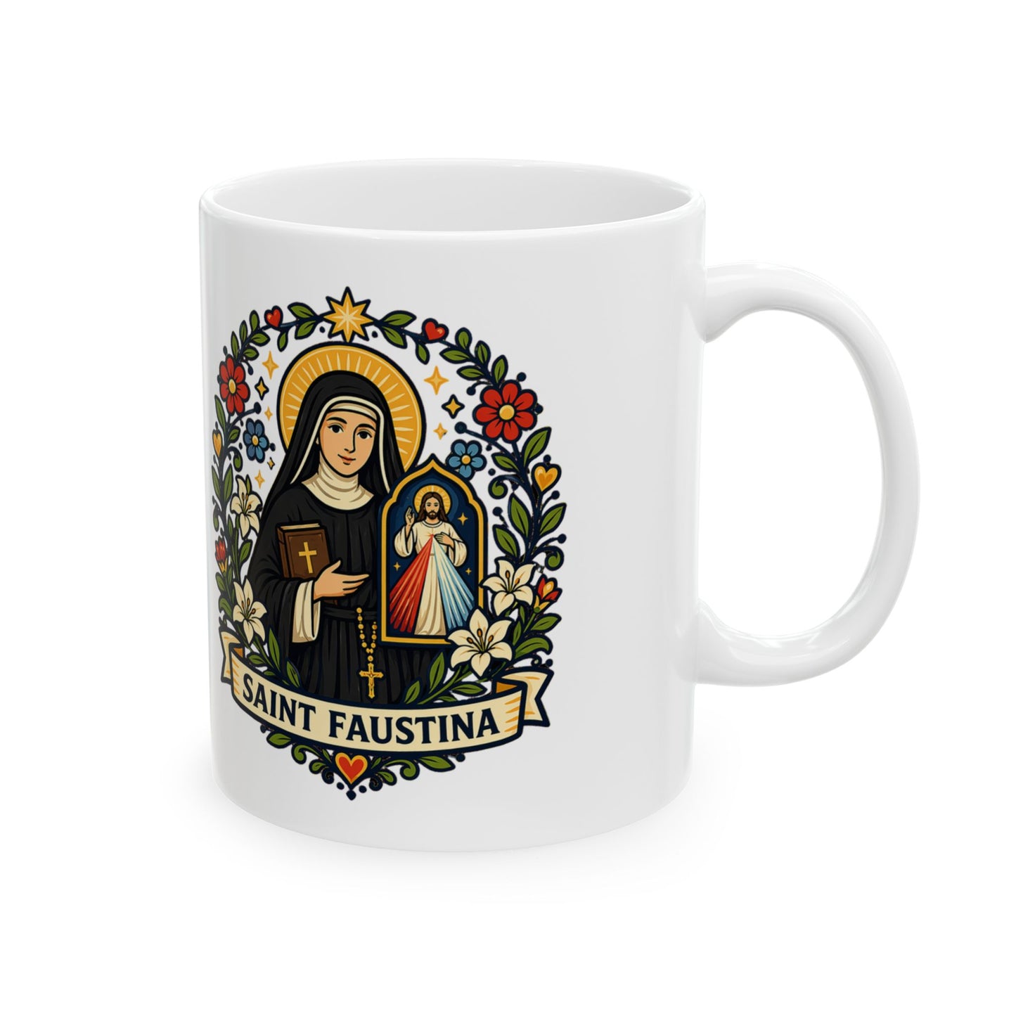 Saint Faustina Ceramic Mug — Apostle of Divine Mercy