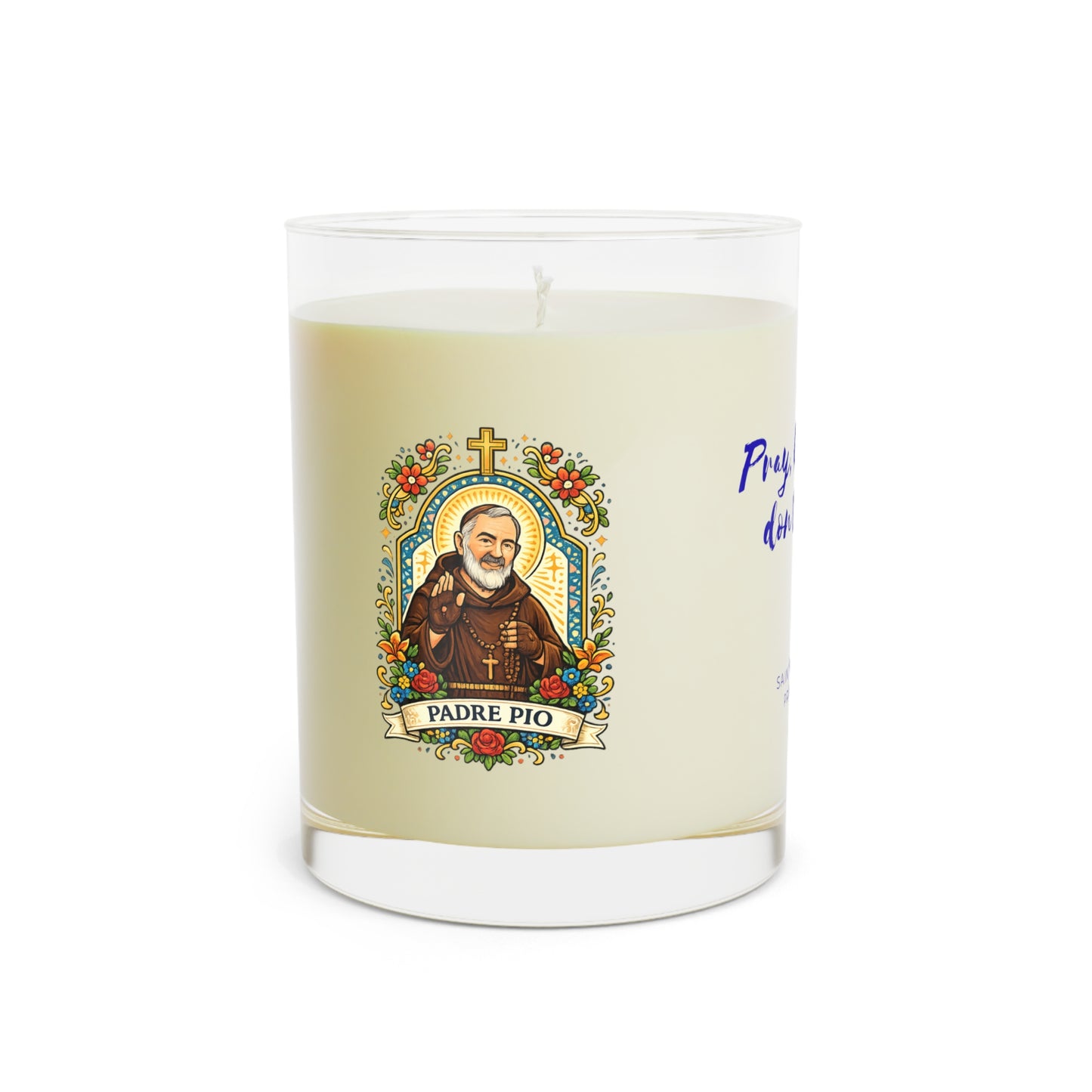 Saint Padre Pio Prayer Candle — Catholic Folk Art Scented Soy Candle
