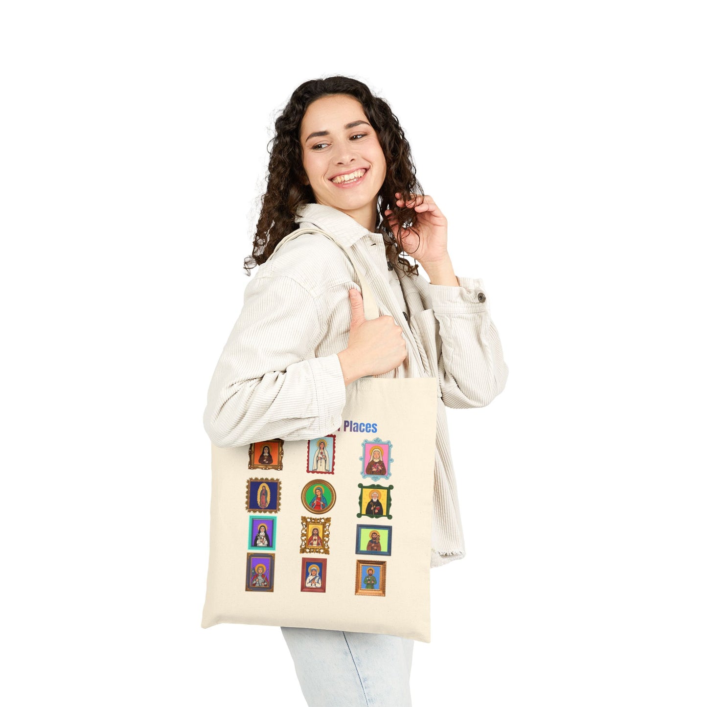 Friends in High Places Catholic Saints Tote Bag — Folk Art
