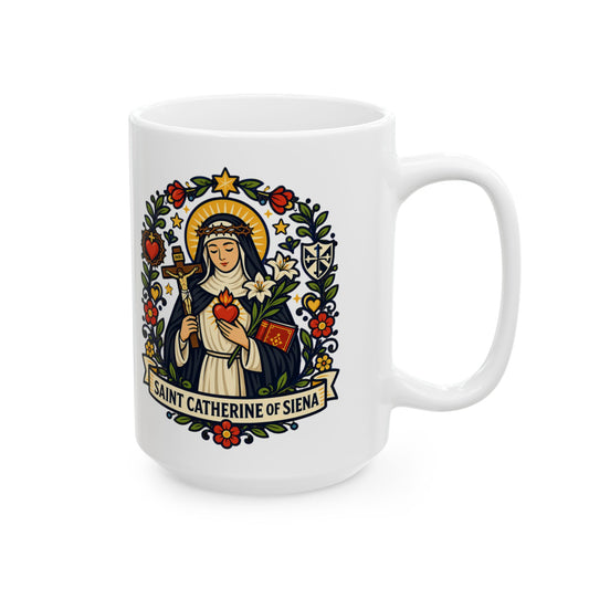Saint Catherine of Siena Mug — "Set the World on Fire"