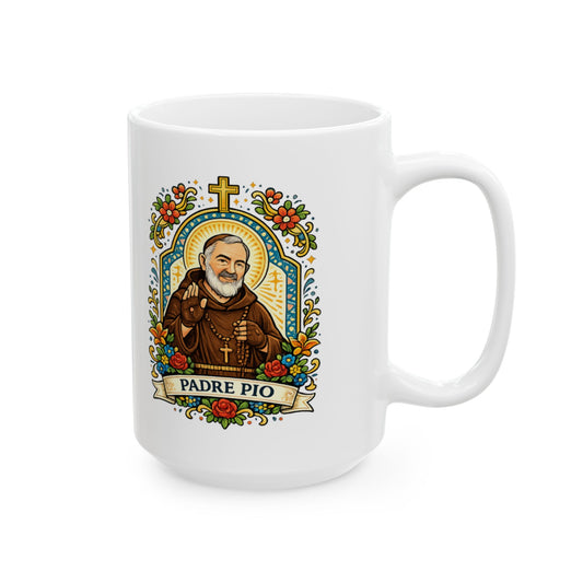 Saint Padre Pio Ceramic Mug — Stigmatist & Confessor