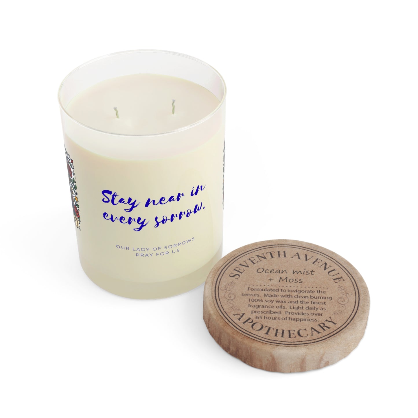 Our Lady of Sorrows Prayer Candle — Catholic Folk Art Scented Soy Candle