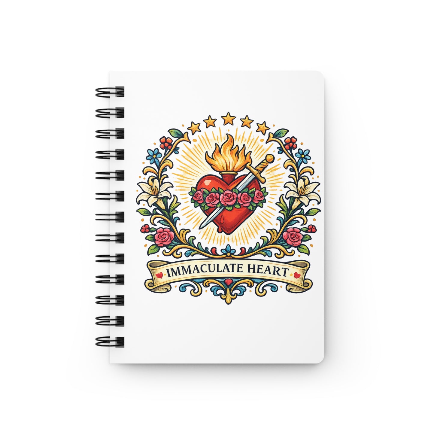 Immaculate Heart of Mary Spiral Journal — Catholic Folk Art Prayer Notebook