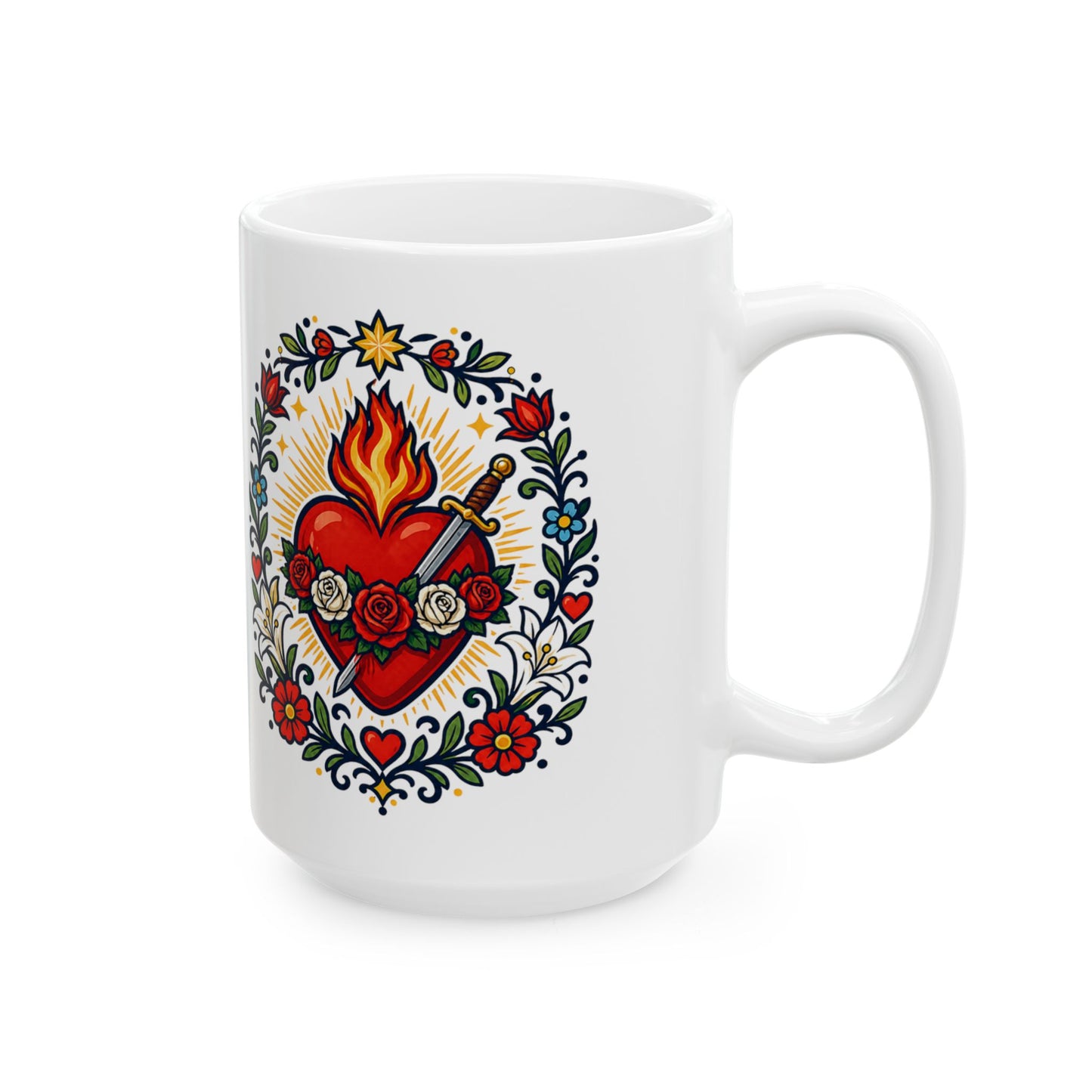 Immaculate Heart of Mary Ceramic Mug — Catholic Coffee Cup