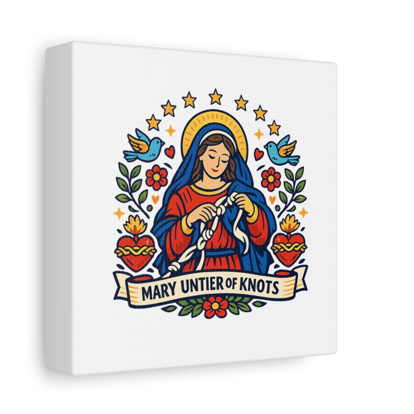 Mary Untier of Knots Canvas Wall Art — Catholic Folk Art Print