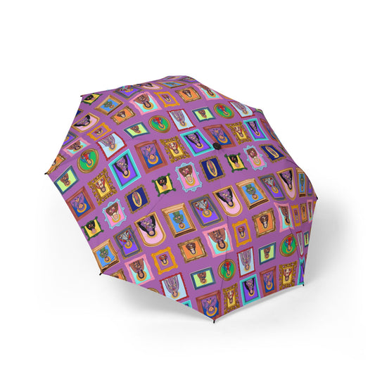 Heaven's Gallery Catholic Saints Umbrella — Purple Folk Art Foldable Umbrella
