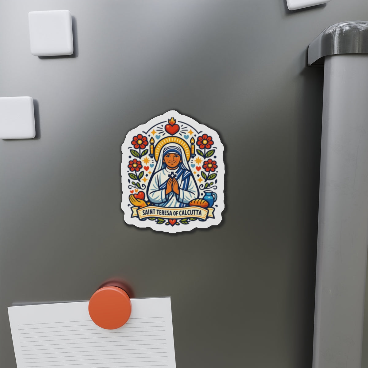 Saint Teresa of Calcutta Die-Cut Magnet — Catholic Folk Art Fridge Magnet